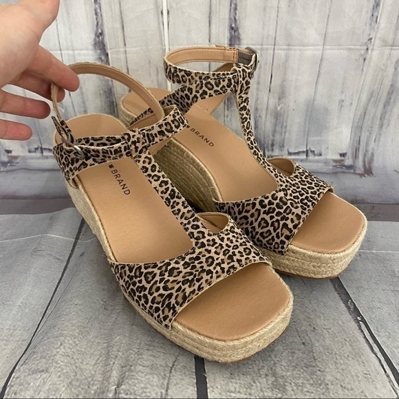 Lucky Brand T-Strap Espadrille Platform Sandals Suede Upper Animal Size 9.5M - Picture 4 of 12